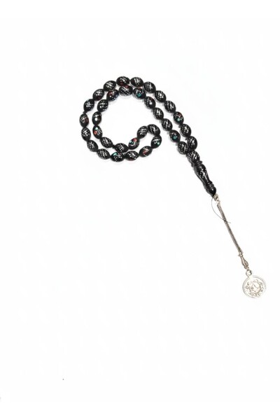 RAM سبحة يسر محروق منقوشه بالفضة بتطريز فريد