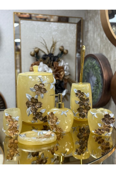 city gold 6 Parça Polyester Banyo Seti