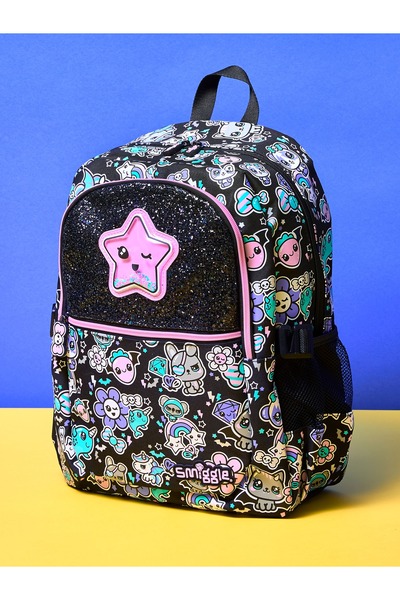 SMIGGLE حقيبة ظهر تريلبليزر كلاسيك أتاش – مزيج أسود (حجم كبير، متعددة الأقسام...