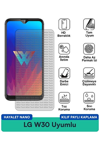 Milat Tech غطاء حماية شاشة متوافق مع LG W30 Hayalet Nano مقاوم للخدوش والصدمات