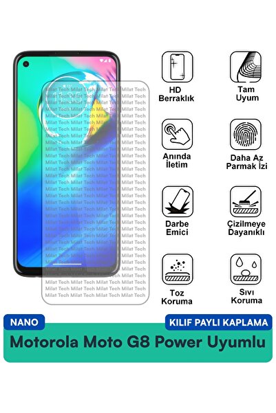 Milat Tech حافظة موتورولا موتو G8 باور نانو متوافقة مع واقي شاشة مضاد لبصمات ...