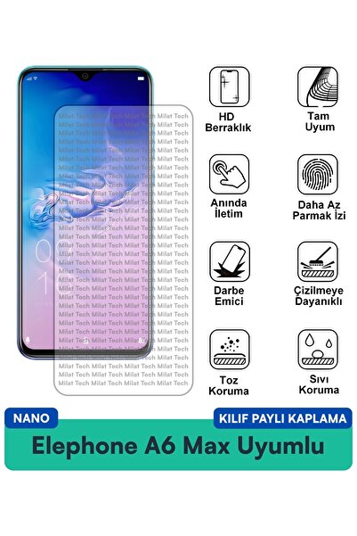 Milat Tech فيلم حماية للشاشة متوافق مع حافظة Elephone A6 Max Nano مقاوم للخدو...