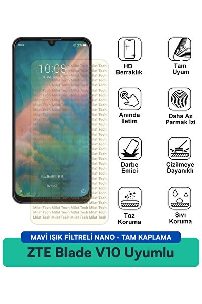 Milat Tech طبقة حماية للشاشة من ZTE Blade V10 مزودة بفلتر الضوء الأزرق، مقاوم...