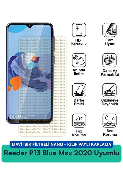 Milat Tech فلتر الضوء الأزرق Reeder P13 مع غطاء نانو متوافق مع فيلم حماية الش...