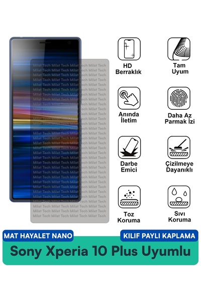Milat Tech حافظة Sony Xperia 10 Plus Matte Ghost Nano متوافقة مع طبقة حماية ا...