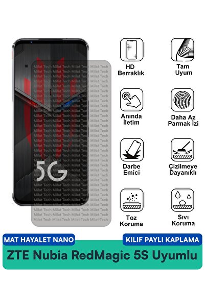Milat Tech حافظة ZTE Nubia RedMagic 5S Mat Ghost Nano المتوافقة مع طبقة حماية...
