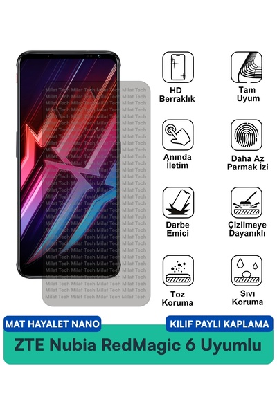 Milat Tech حافظة ZTE Nubia RedMagic 6 Matte Ghost Nano متوافقة مع طبقة حماية ...