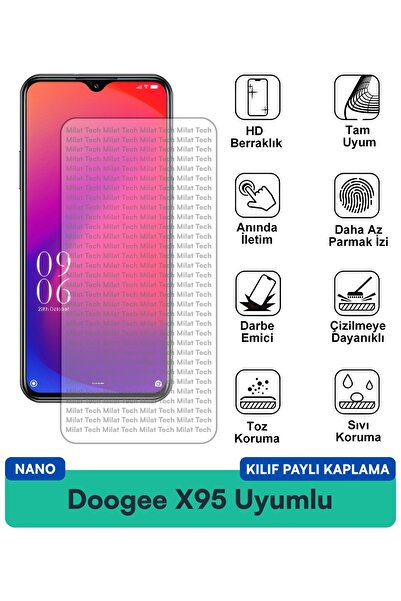 Milat Tech غطاء حماية شاشة متوافق مع Doogee X95 Nano، عالي الشفافية، حساس للم...