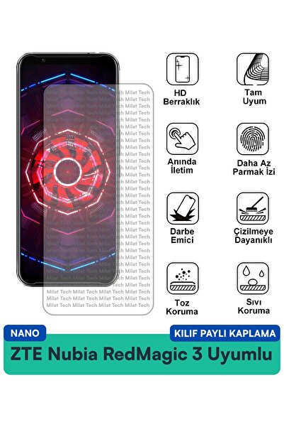 Milat Tech ZTE Nubia RedMagic 11 Pro+ Nano Kılıf Uyumlu Ekran Koruma Filmi İn...