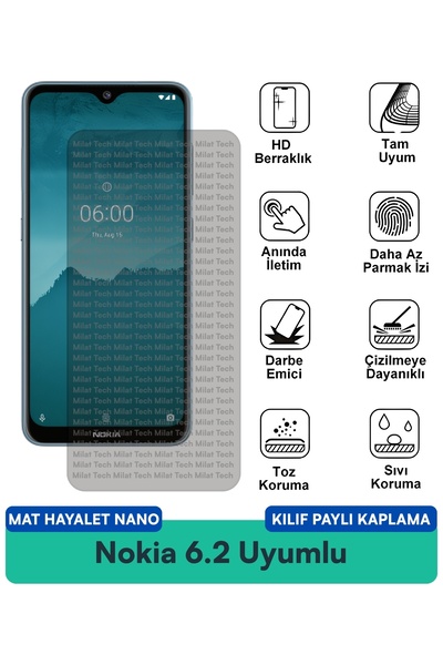 Milat Tech حافظة نوكيا 6.2 ماتي شبح نانو متوافقة مع فيلم حماية الشاشة تقلل من...