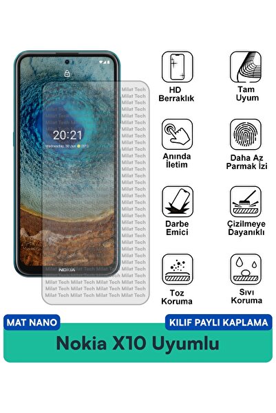 Milat Tech غطاء حماية نانو مطفي لهاتف نوكيا X10 متوافق مع فيلم حماية الشاشة م...