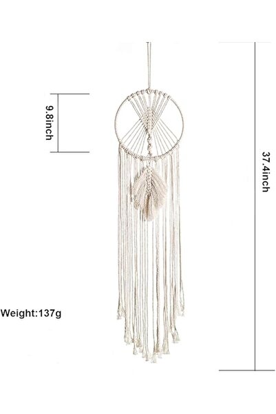 Generic Dreamcatcher Macrame Wall Hanging with Lighting - Bohemian Design Woven from Natural Cotton - Stylish Wall Decor
