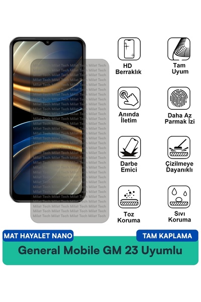 Milat Tech فيلم حماية الشاشة جنرال موبايل GM 23 مات هايلايت نانو مقاوم للخدوش...
