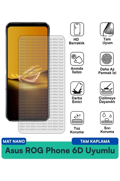 Milat Tech طبقة حماية للشاشة من نوع Asus ROG Phone 6D Mat Nano مقاومة للخدوش ...