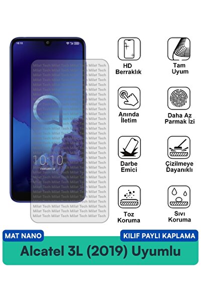 Milat Tech فيلم حماية للشاشة متوافق مع حافظة Alcatel 3L (2019) مات نانو مقاوم...
