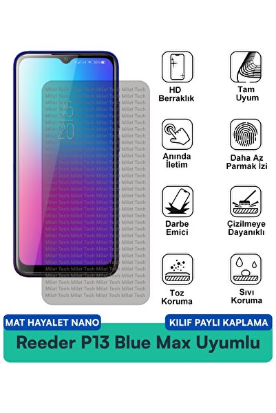 Milat Tech حافظة Reeder P13 Blue Max Matte Ghost Nano متوافقة مع طبقة حماية ا...