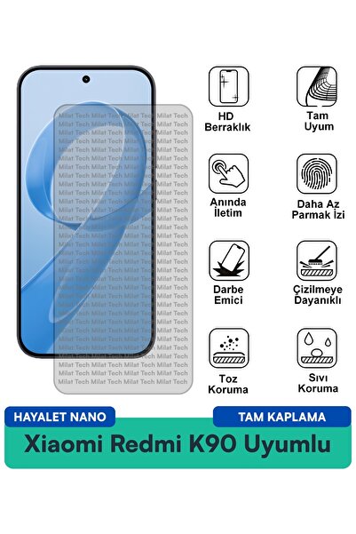 Milat Tech Xiaomi Redmi K90 Hayalet Nano طبقة حماية للشاشة حماية للخصوصية متا...