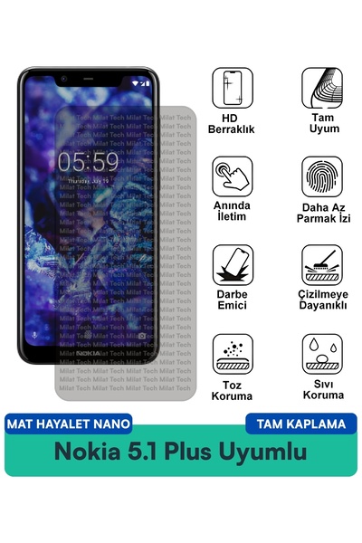 Milat Tech فيلم حماية شاشة نوكيا 5.1 بلس مات هايليت نانو بتصميم غير لامع يقلل...