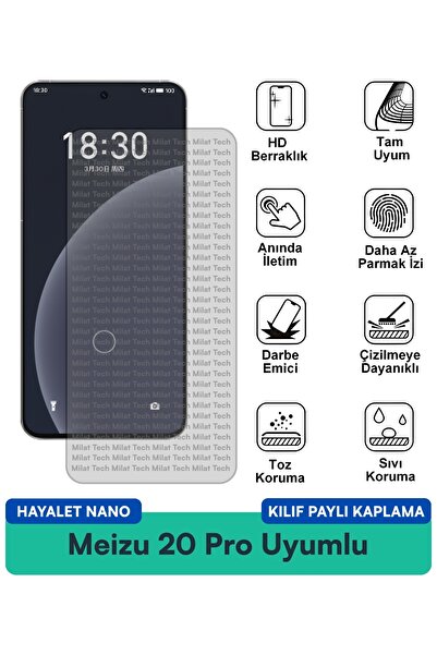 Milat Tech حافظة Meizu 20 Pro Hayalet Nano متوافقة مع واقي الشاشة للخصوصية، ط...