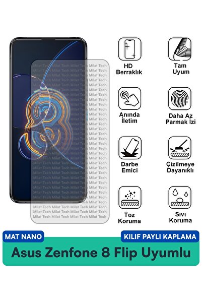 Milat Tech حافظة Asus Zenfone 8 Matte Nano متوافقة مع طبقة حماية الشاشة المقا...