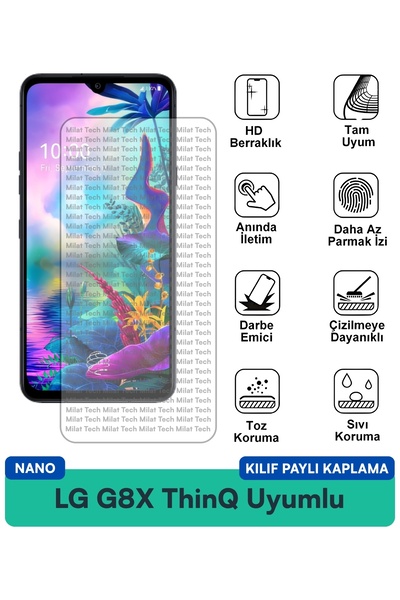 Milat Tech غطاء حماية نانو متوافق مع هاتف LG G8X ThinQ، فيلم حماية للشاشة مقا...