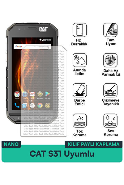 Milat Tech حافظة CAT S31 Nano متوافقة مع واقي الشاشة وطبقة مقاومة لبصمات الأص...