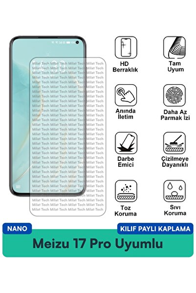 Milat Tech غطاء حماية نانو لهاتف Meizu 17 Pro متوافق مع طبقة حماية الشاشة، شف...