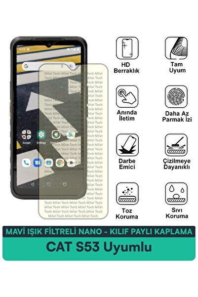 Milat Tech فلتر الضوء الأزرق CAT S53، غطاء نانو متوافق مع طبقة حماية الشاشة، ...
