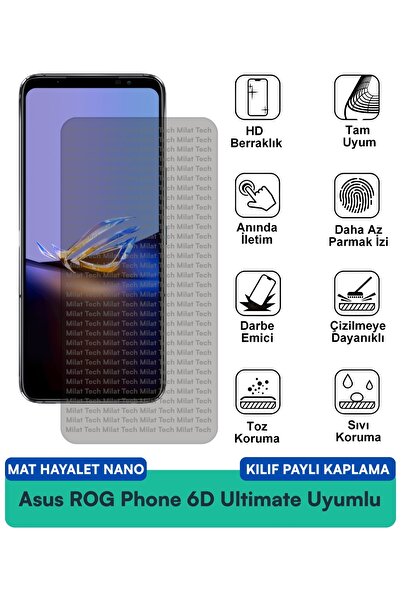 Milat Tech حافظة Asus ROG Phone 6D Ultimate Mat Ghost Nano متوافقة مع طبقة حم...