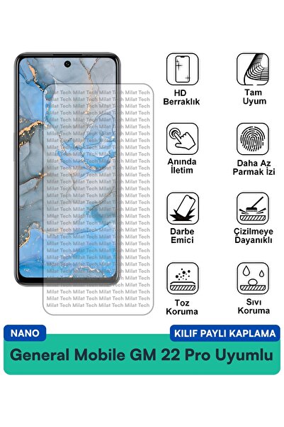 Milat Tech غطاء حماية نانو متوافق مع جهاز جنرال موبايل GM 22 Pro، فيلم حماية ...