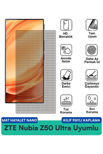 Milat Tech حافظة ZTE Nubia Z50 Ultra Matte Ghost Nano متوافقة مع طبقة حماية ل...