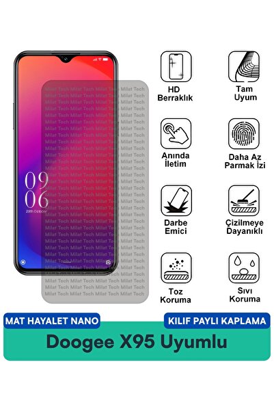 Milat Tech حافظة Doogee X95 Mat Hayalet Nano متوافقة مع طبقة حماية الشاشة، حم...