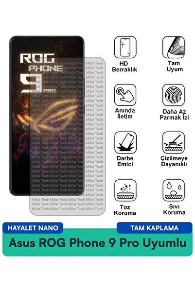 Milat Tech فيلم حماية الشاشة Asus ROG Phone 9 Pro Ghost Nano مقاوم للخدوش وال...