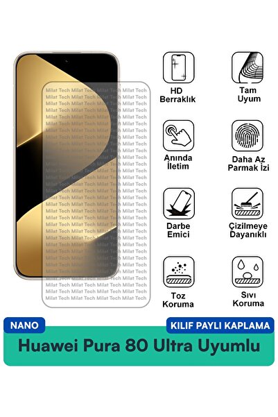 Milat Tech غطاء حماية نانو لهاتف هواوي بورا 80 ألترا مع فيلم حماية للشاشة مقا...