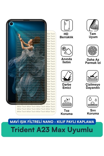 Milat Tech فلتر الضوء الأزرق من ترايدنت A23 ماكس، غطاء نانو متوافق مع طبقة حم...