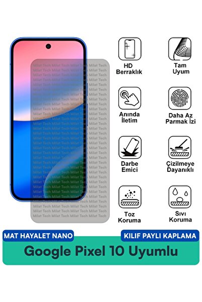 Milat Tech غطاء حماية نانو متوافق مع هاتف جوجل بيكسل 10 مات هايت، يقلل من انع...