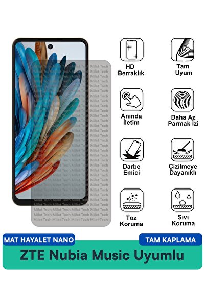 Milat Tech ZTE Nubia Music Mat Hayalet Nano طبقة حماية للشاشة مقاومة للخدوش و...