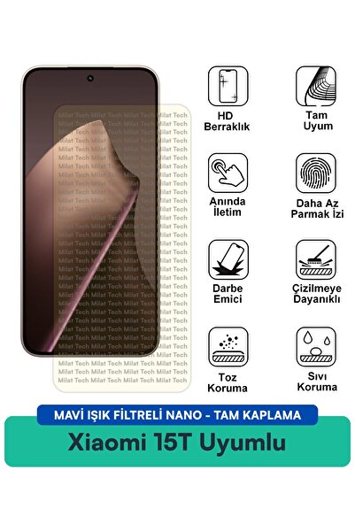 Milat Tech فيلم حماية شاشة نانو مزود بفلتر الضوء الأزرق من Xiaomi 15T مقاوم ل...