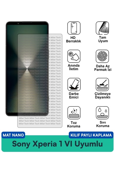 Milat Tech حافظة Sony Xperia 1 VI Matte Nano متوافقة مع واقي الشاشة وطبقة مقا...
