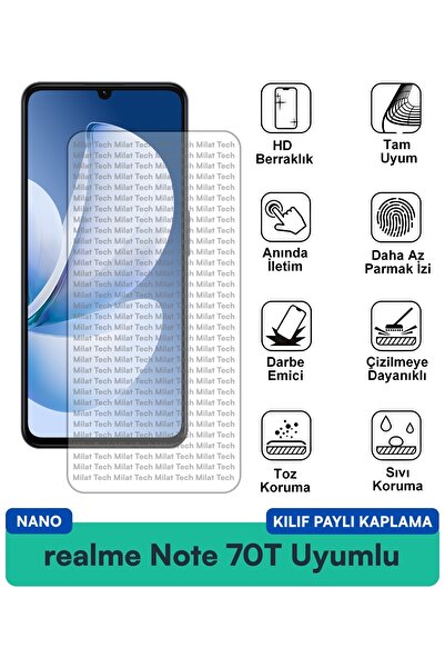 Milat Tech فيلم حماية للشاشة متوافق مع حافظة نانو لهاتف realme Note 70T مقاوم...