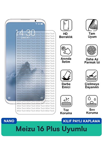 Milat Tech حافظة Meizu 16 Plus Nano متوافقة مع طبقة حماية الشاشة المقاومة للخ...