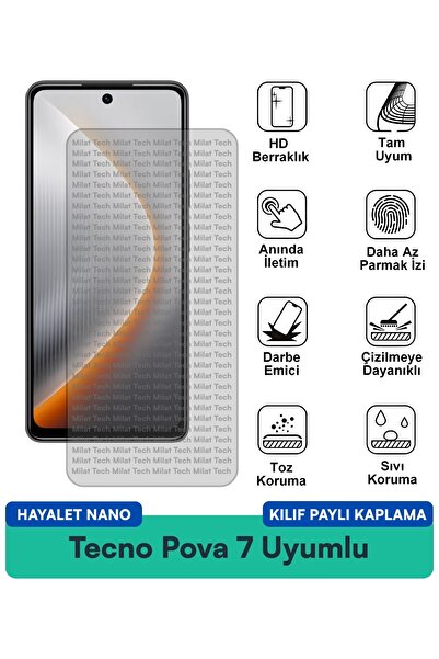 Milat Tech حافظة تكنو بوفا 7 هايلايت نانو متوافقة مع حماية الشاشة وخصوصية بصم...