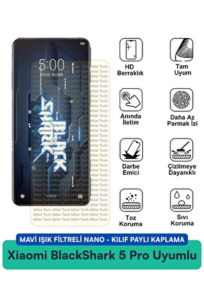 Milat Tech حافظة نانو لهاتف Xiaomi Black Shark 5 Pro مع فلتر الضوء الأزرق، مت...