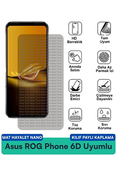 Milat Tech حافظة Asus ROG Phone 6D Matte Ghost Nano متوافقة مع واقي الشاشة وف...