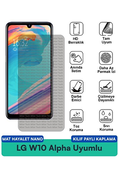 Milat Tech Lg W10 Alpha Matte Ghost Nano Case Compatible Screen Protection Fi...