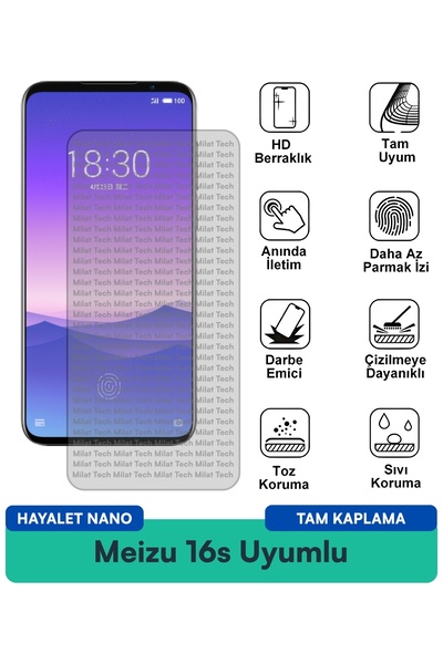 Milat Tech طبقة حماية للشاشة من Meizu 16s Hayalet Nano مقاومة للخدوش والصدمات
