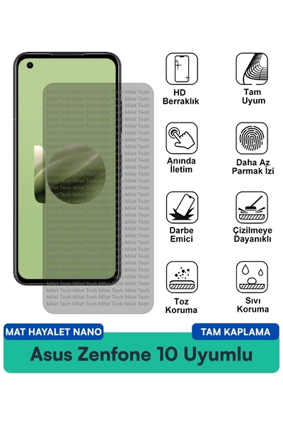 Milat Tech طبقة حماية للشاشة من Asus Zenfone 10 Matte Ghost Nano مقاومة للخدو...