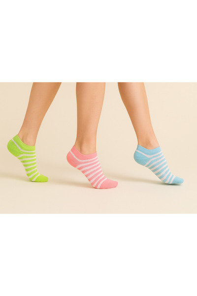 Maygiy Women's Socks 3-Pack Striped Colorful