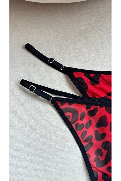 YOYYO Жіночий 2-комплект бавовняний, тюлевий модель червоний леопардовий нижня білизна жіноча білизна