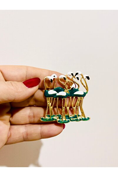 MODAMİRA AKSESUAR Bitişik Flamingo Figürlü Özel Tasarım Broş Modeli | [ Boy:4...